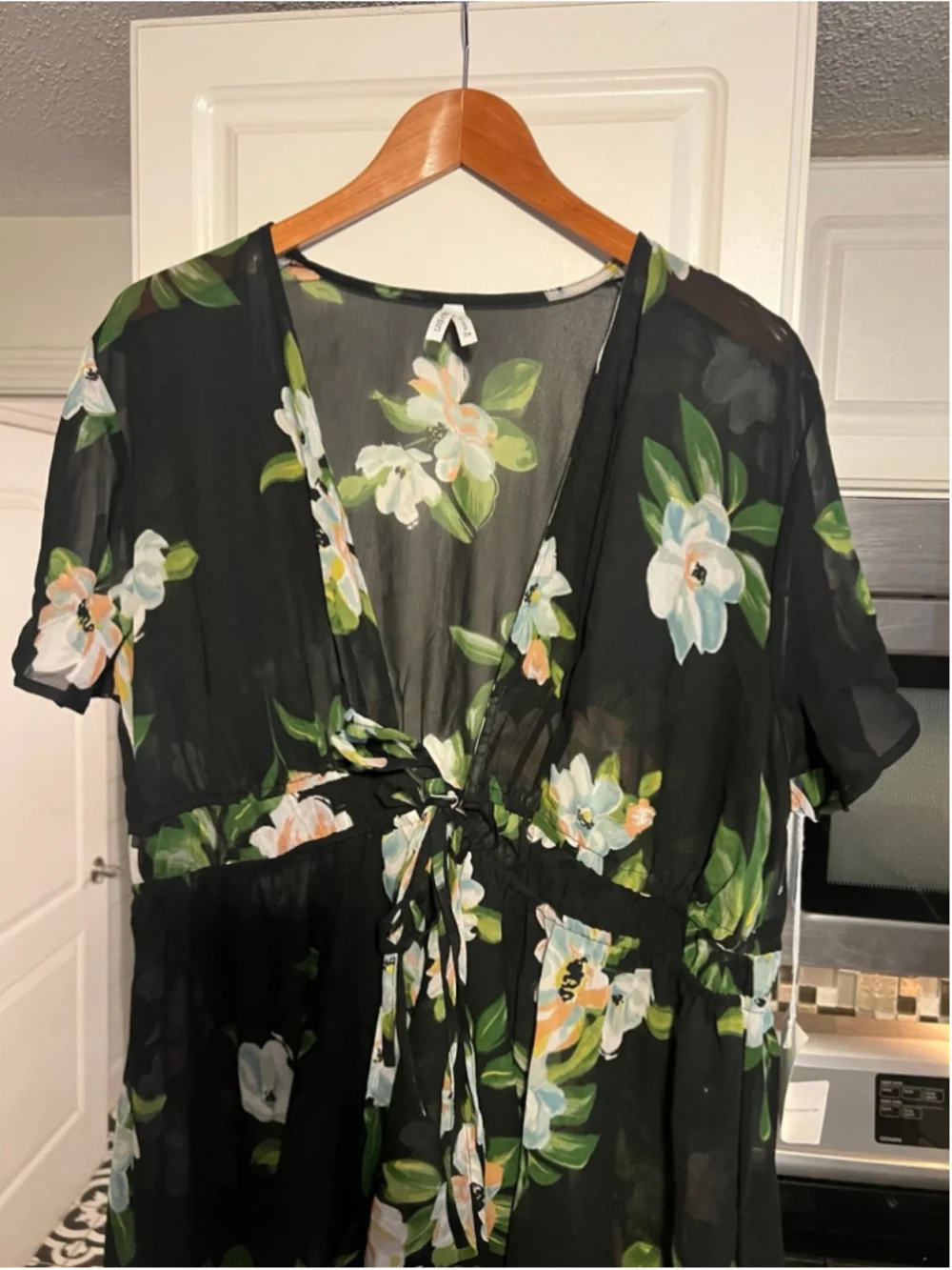 NWT Live 4 Truth Black Floral High Low Sheer Kimono Top Duster Coverup 3X